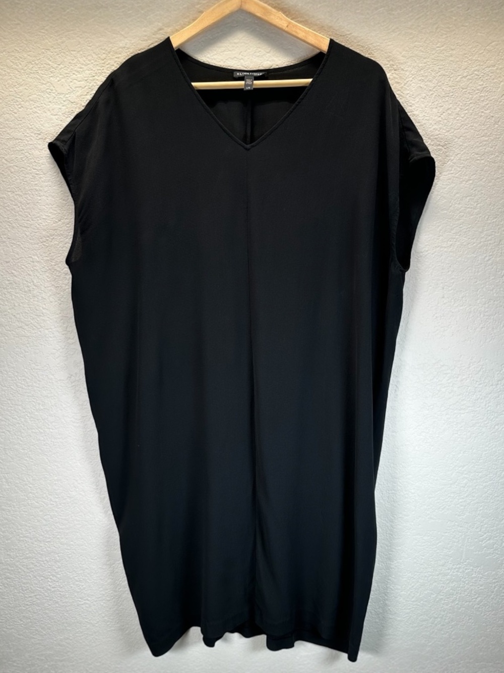 Eileen Fisher Silk Tunic Midi Dress Size L Quiet Luxury Lagenlook Minimalist